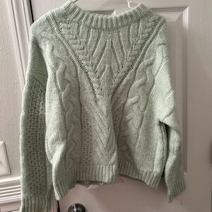 Mint Green Cable Knit Sweater